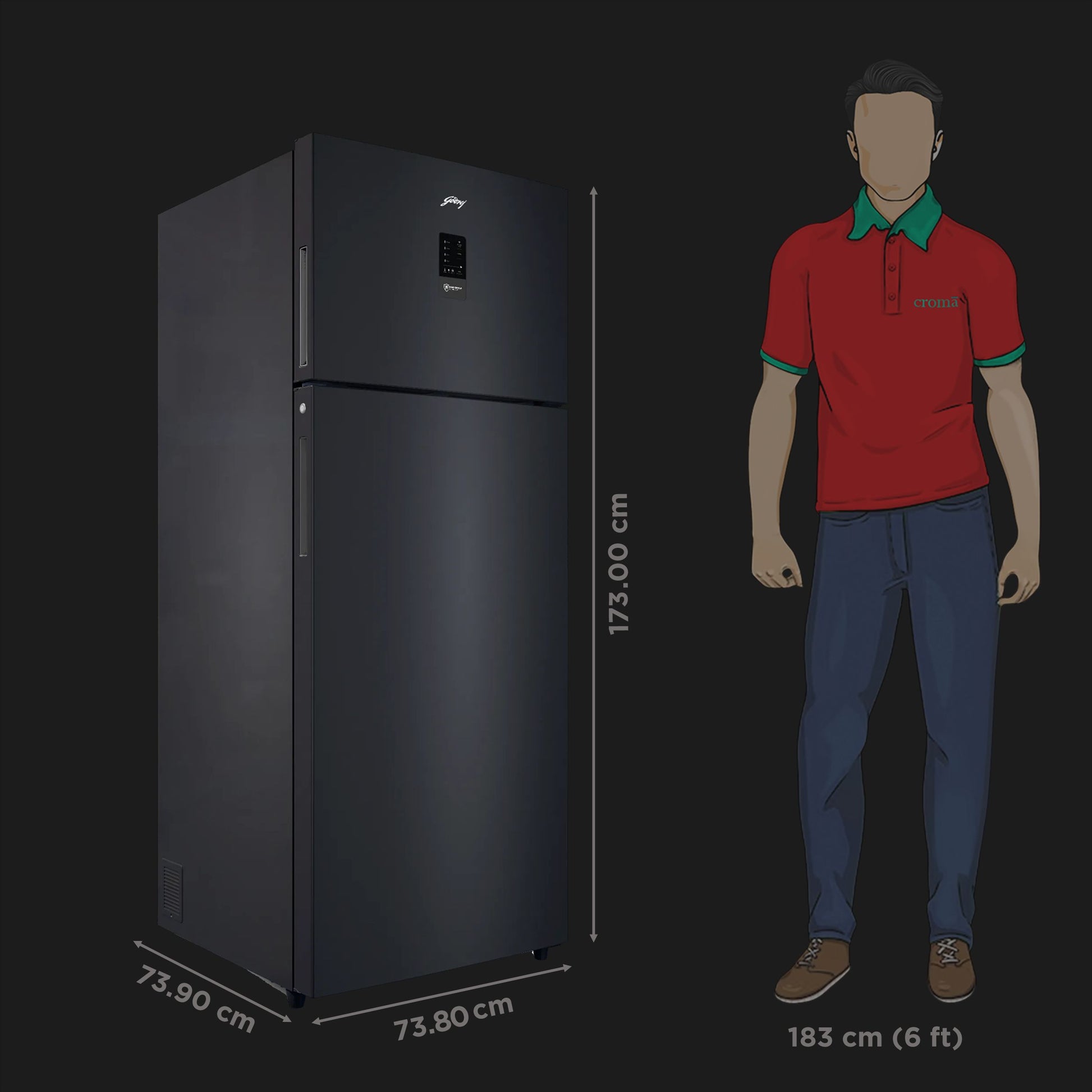 Godrej Eon Regalis 436 Litres 2 Star Frost Free Double Door Refrigerator with Nano Shield Technology (RT EONREGALIS 477B RCI MT BK, Matte Black)