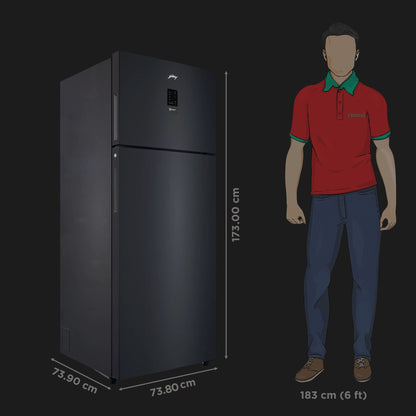 Godrej Eon Regalis 436 Litres 2 Star Frost Free Double Door Refrigerator with Nano Shield Technology (RT EONREGALIS 477B RCI MT BK, Matte Black)