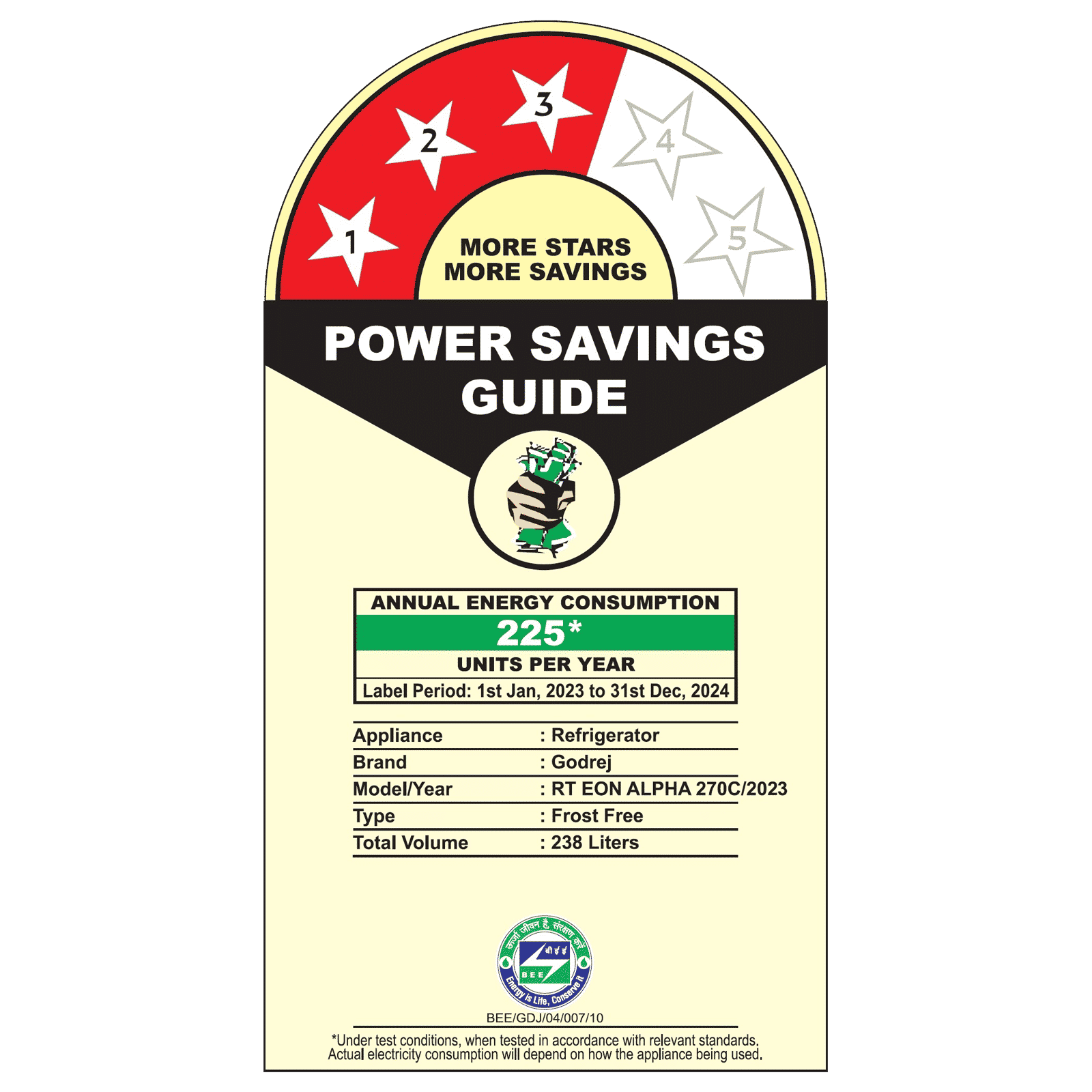 Godrej Eon Alpha 238 Litres 3 Star Frost Free Double Door Refrigerator with Advanced Inverter Technology (RT EON ALPHA 270C RI ST GL, Steel Glow)