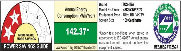 TOSHIBA C350NP 108 cm (43 inch) 4K Ultra HD LED Google TV with Regza Engine 4K (2024 model)