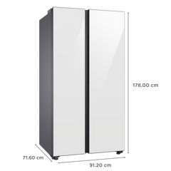 SAMSUNG 653 Litres 3 Star Frost Free Side by Side Door Smart Wifi Enabled Refrigerator with Twin Cooling Plus Technology (RS76CB81A312/HL, Clean White)