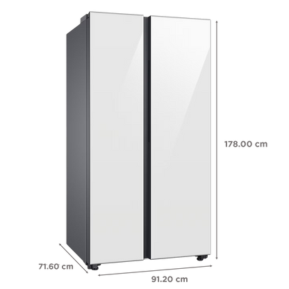 SAMSUNG 653 Litres 3 Star Frost Free Side by Side Door Smart Wifi Enabled Refrigerator with Twin Cooling Plus Technology (RS76CB81A312/HL, Clean White)