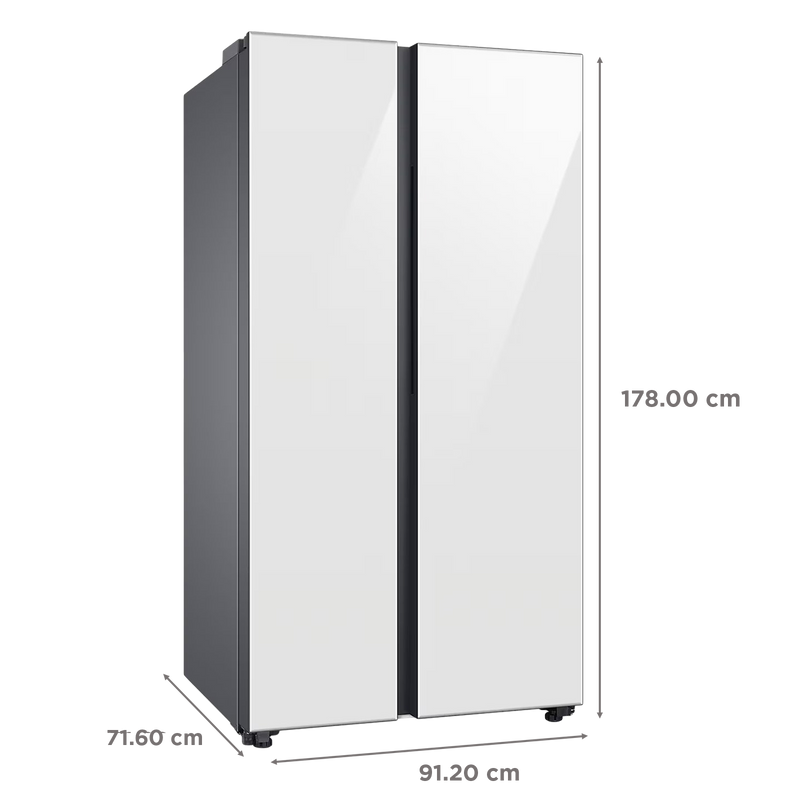 SAMSUNG 653 Litres 3 Star Frost Free Side by Side Door Smart Wifi Enabled Refrigerator with Twin Cooling Plus Technology (RS76CB81A312/HL, Clean White)