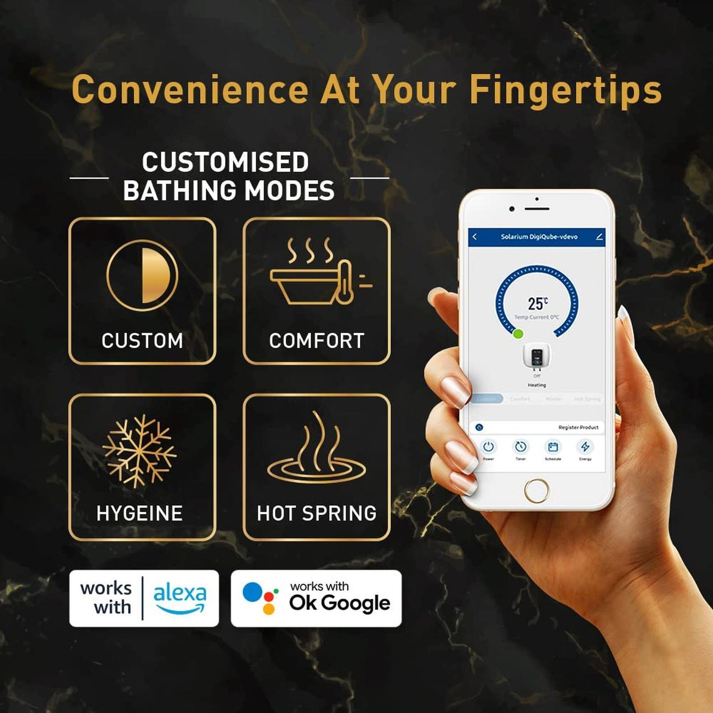 Crompton Solarium Qube IOT 25 Litre 5 Star Vertical Smart Geyser with Alexa & Google Assistant Compatibility (White)