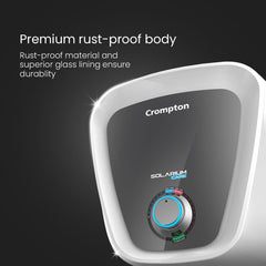 Crompton Solarium Care 6 Litre 5 Star Vertical Storage Geyser with Cutting-Edge Technology (White)