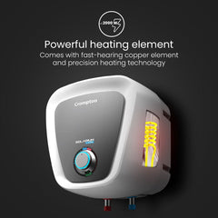 Crompton Solarium Care 6 Litre 5 Star Vertical Storage Geyser with Cutting-Edge Technology (White)