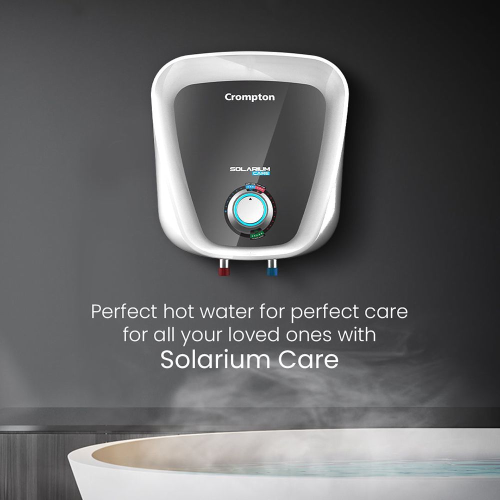 Crompton Solarium Care 10 Litre 5 Star Vertical Storage Geyser with Advanced 3 Level Safety (White)