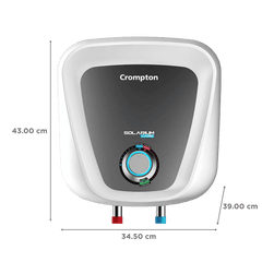 Crompton Solarium Care 10 Litre 5 Star Vertical Storage Geyser with Advanced 3 Level Safety (White)