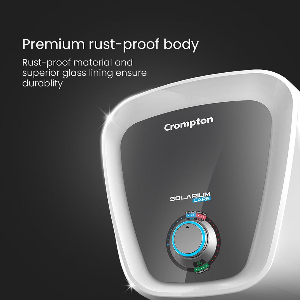 Crompton Solarium Care 15 Litre 5 Star Vertical Storage Geyser with Powerful Heating Element (White)