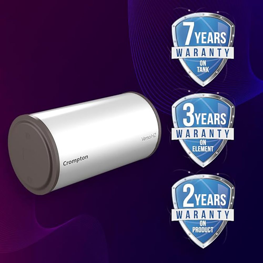 Crompton Versa HZ 15 Litre 3 Star Horizontal Storage Geyser with Advanced 3 Level Safety (White)