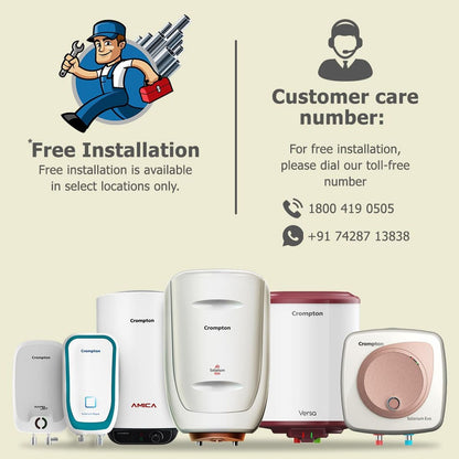 Crompton Versa Hz RHS 25 Litre 3 Star Horizontal Storage Geyser with Powerful Heating Element (White)