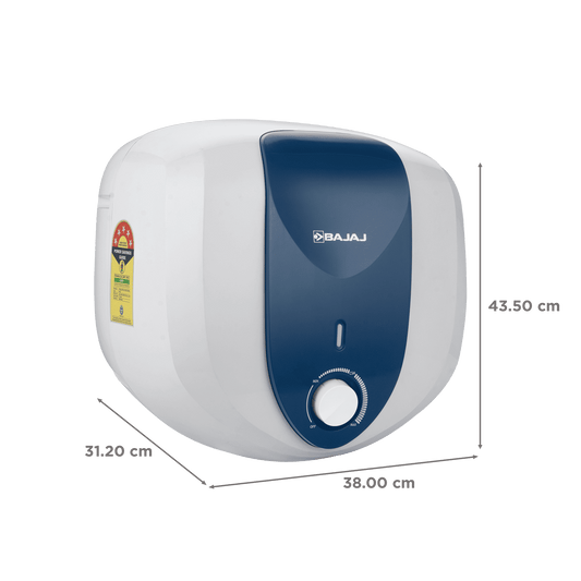 BAJAJ Armor Series Pentacle 10 Litre 5 Star Vertical Storage Geyser with Swirl Flow Technology (White and Blue)