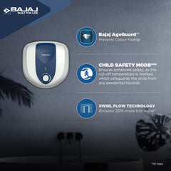 BAJAJ Armor Series Pentacle 10 Litre 5 Star Vertical Storage Geyser with Swirl Flow Technology (White and Blue)