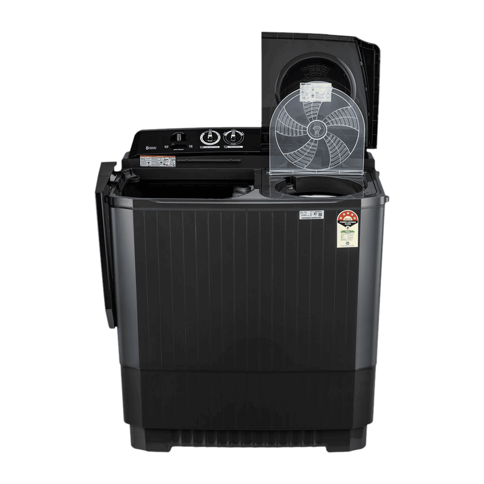 LG 8.5 kg 5 Star Semi Automatic Washing Machine with Roller Jet Pulsator (P8535SLMZ, Full Black)