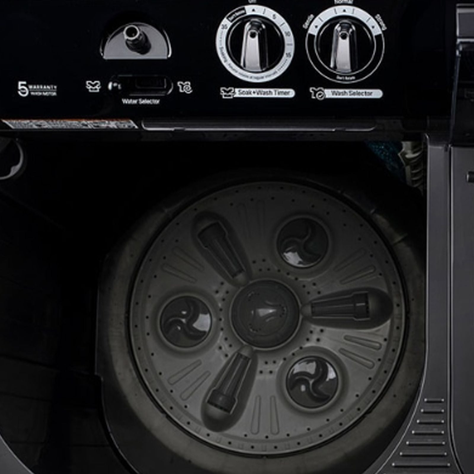 LG 8.5 kg 5 Star Semi Automatic Washing Machine with Roller Jet Pulsator (P8535SLMZ, Full Black)