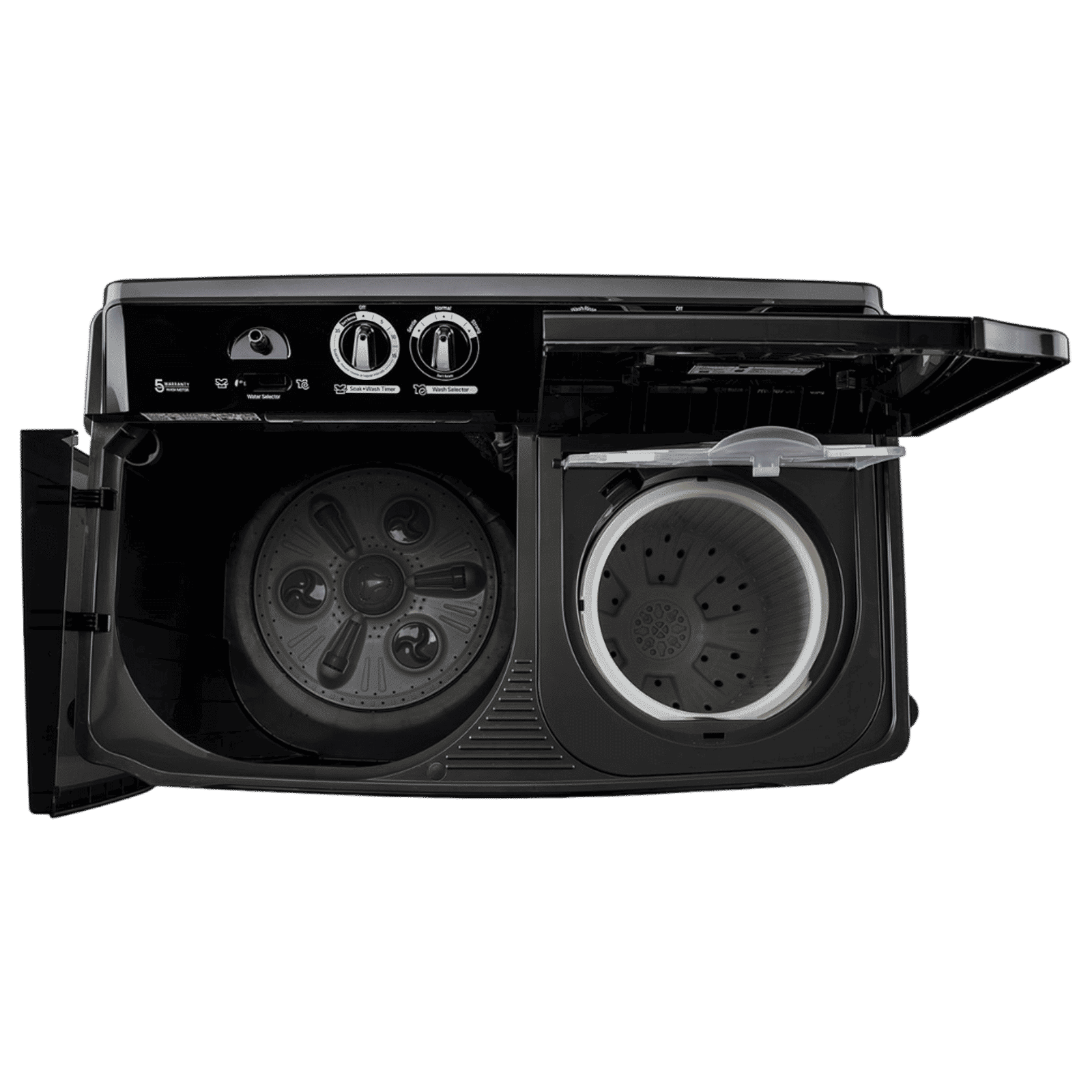LG 8.5 kg 5 Star Semi Automatic Washing Machine with Roller Jet Pulsator (P8535SLMZ, Full Black)