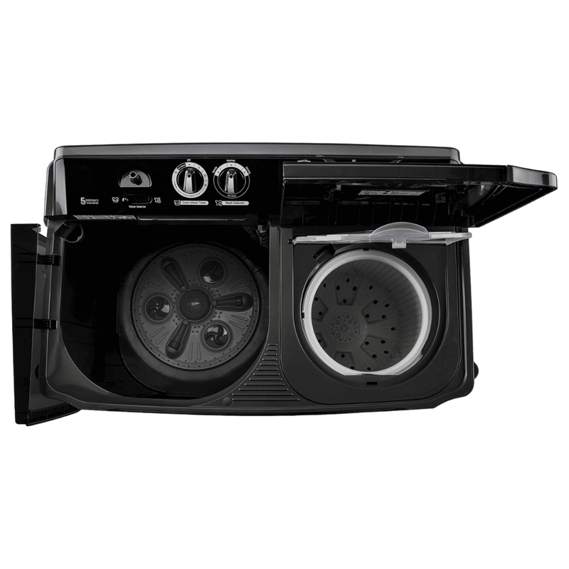 LG 8.5 kg 5 Star Semi Automatic Washing Machine with Roller Jet Pulsator (P8535SLMZ, Full Black)