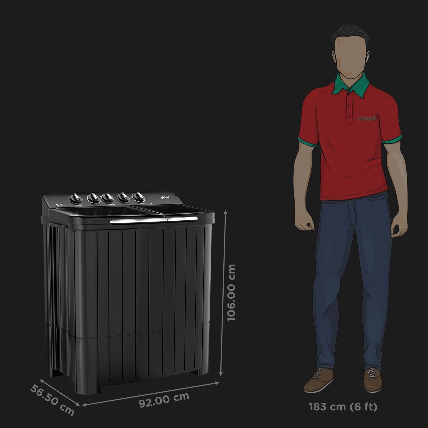 Godrej 10 kg 5 Star Semi Automatic Washing Machine with Aqua Power Pulsator (Edge Rio, WS EDGE RIO 100 5.0 TB3 SLGR, Slate Grey)