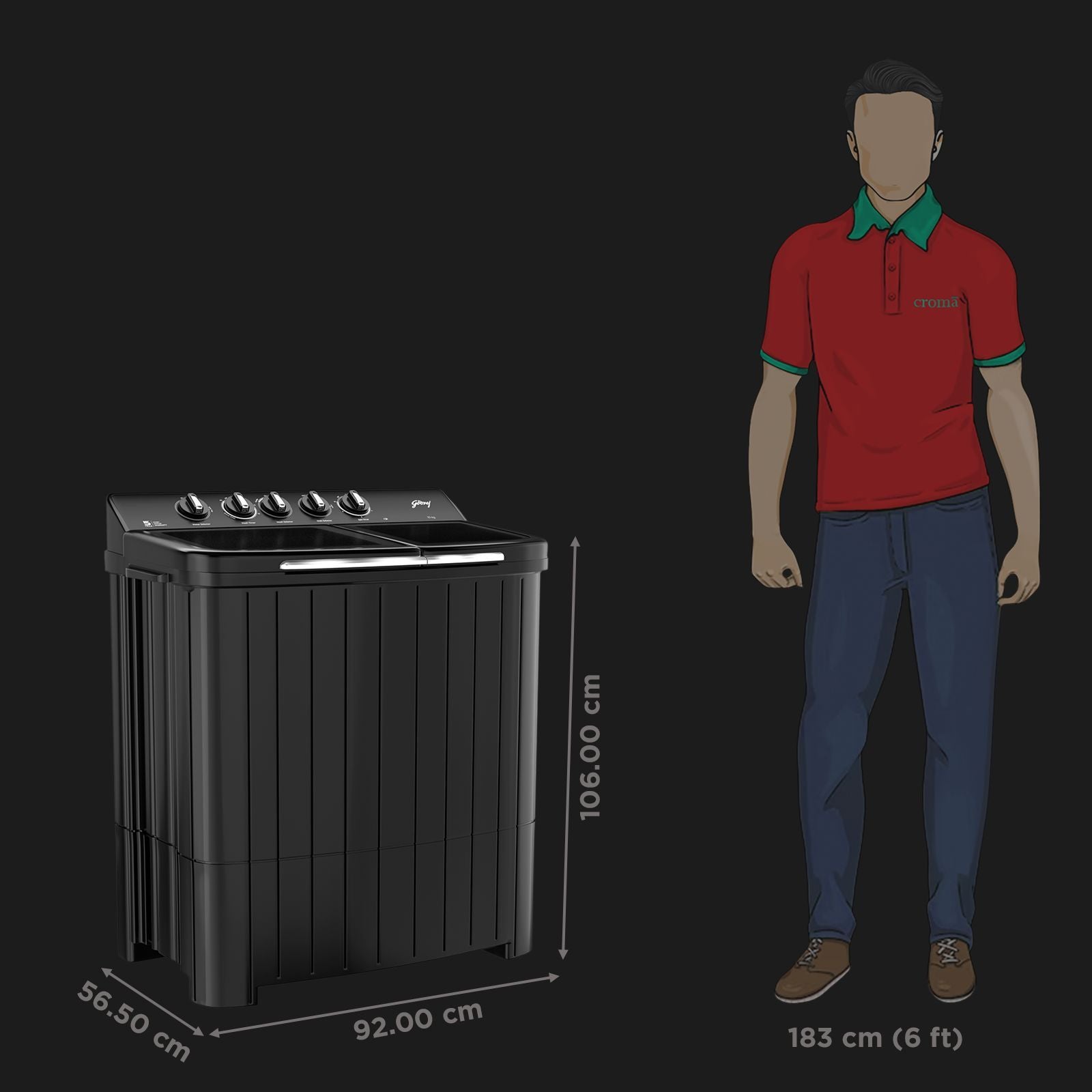 Godrej 10 kg 5 Star Semi Automatic Washing Machine with Aqua Power Pulsator (Edge Rio, WS EDGE RIO 100 5.0 TB3 SLGR, Slate Grey)