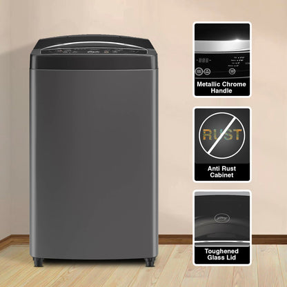 Godrej 7.5 kg 5 Star Fully Automatic Top Load Washing Machine (Magnus, WTEON MGNS 75 5.0 FDTG MTBK, Built In Heater, Metallic Black)