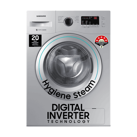 SAMSUNG 7 kg 5 Star Fully Automatic Front Load Washing Machine (WW70R20GLSS/TL, DIT Motor, Silver)