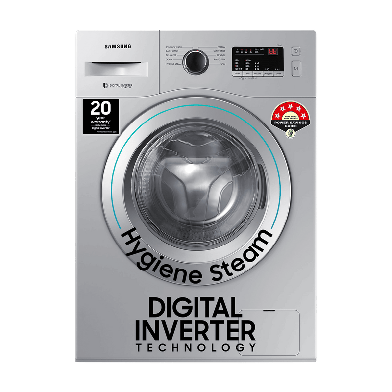 SAMSUNG 7 kg 5 Star Fully Automatic Front Load Washing Machine (WW70R20GLSS/TL, DIT Motor, Silver)