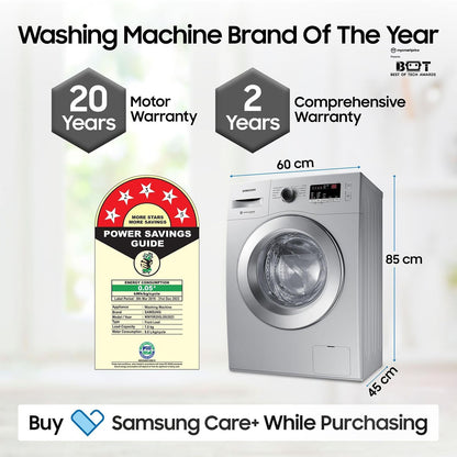 SAMSUNG 7 kg 5 Star Fully Automatic Front Load Washing Machine (WW70R20GLSS/TL, DIT Motor, Silver)