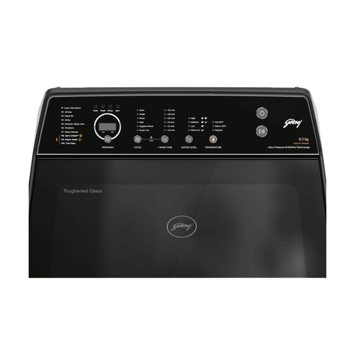 Godrej 8 kg 5 Star Fully Automatic Top Load Washing Machine (Velvet, WTEON VLVT 80 5.0 FDTS MTBK, Built In Heater, Metallic Black)