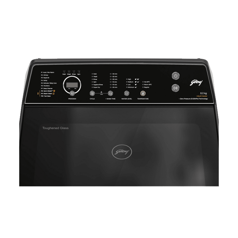 Godrej 8 kg 5 Star Fully Automatic Top Load Washing Machine (Velvet, WTEON VLVT 80 5.0 FDTS MTBK, Built In Heater, Metallic Black)