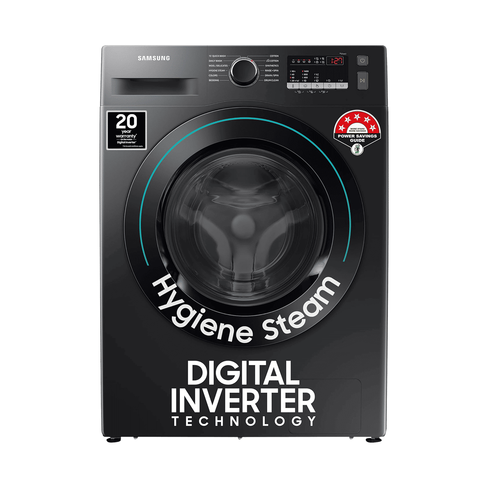 SAMSUNG 9 kg 5 Star Inverter Fully Automatic Front Load Washing Machine (WW90T4040CB1TL, Digital Inverter Motor, Black)