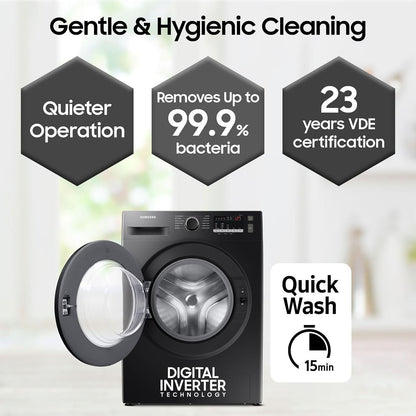 SAMSUNG 9 kg 5 Star Inverter Fully Automatic Front Load Washing Machine (WW90T4040CB1TL, Digital Inverter Motor, Black)
