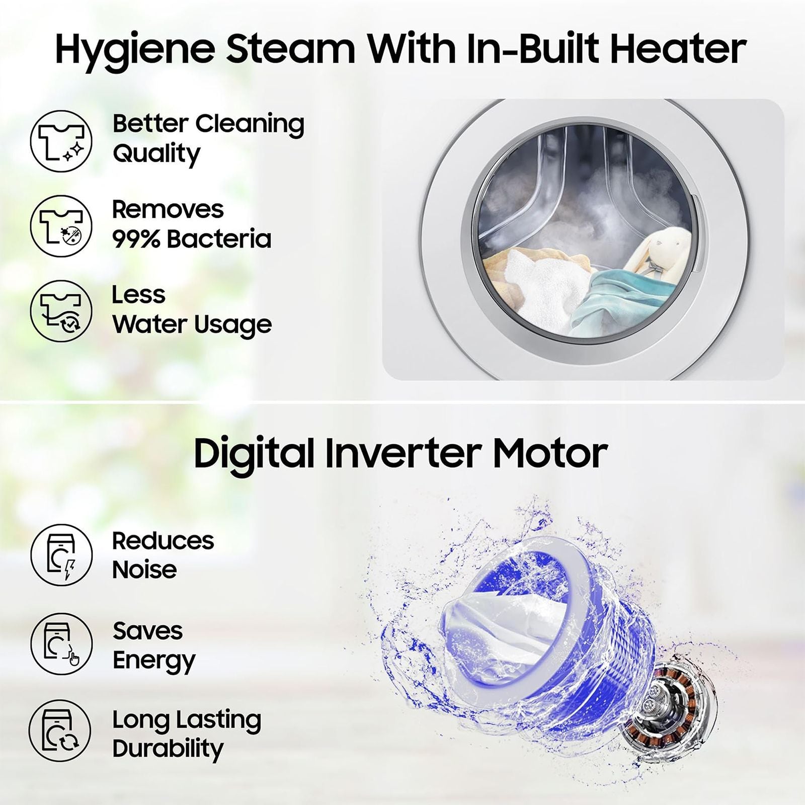 SAMSUNG 9 kg 5 Star Inverter Fully Automatic Front Load Washing Machine (WW90T4040CB1TL, Digital Inverter Motor, Black)