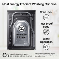 SAMSUNG 9 kg 5 Star Inverter Fully Automatic Front Load Washing Machine (WW90T4040CB1TL, Digital Inverter Motor, Black)