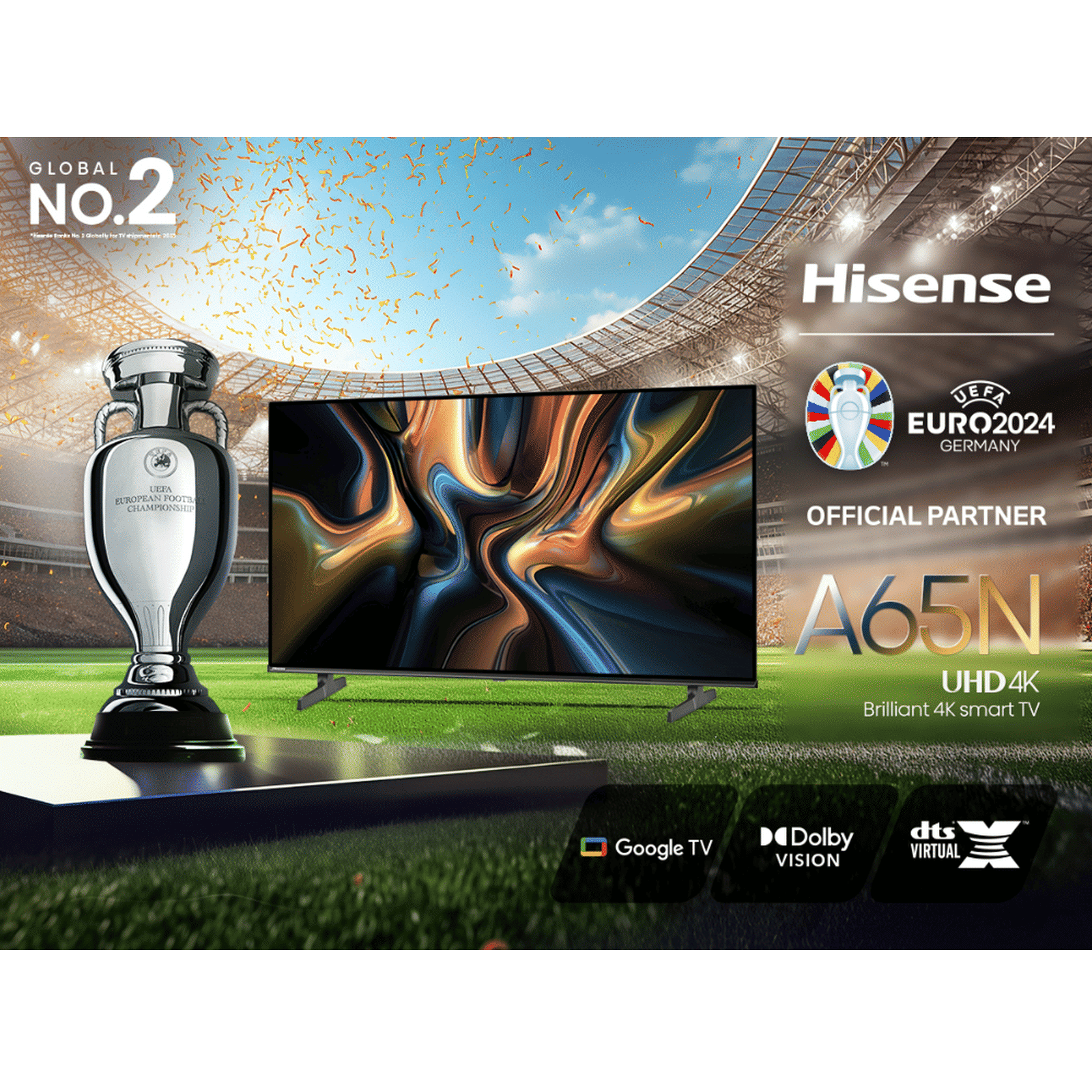 Hisense A65N 139.7 cm (55 inch) LED 4K Ultra HD Google TV with Dolby Vision & Dolby Digital (2024 model)