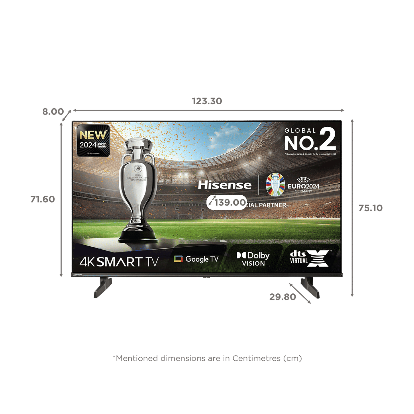 Hisense A65N 139.7 cm (55 inch) LED 4K Ultra HD Google TV with Dolby Vision & Dolby Digital (2024 model)