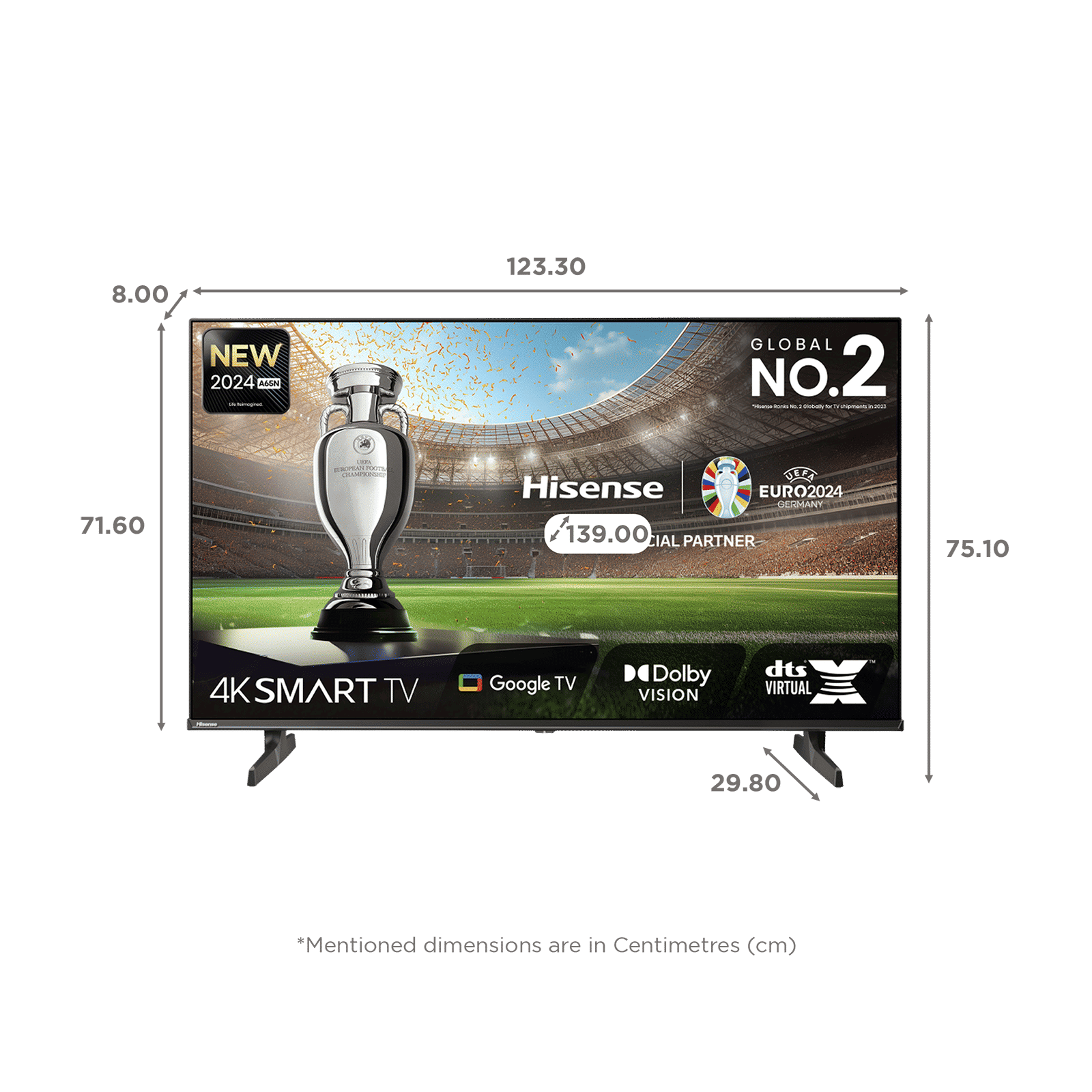Hisense A65N 139.7 cm (55 inch) LED 4K Ultra HD Google TV with Dolby Vision & Dolby Digital (2024 model)
