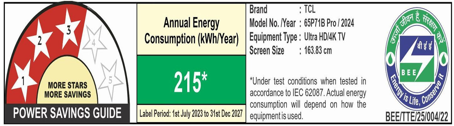 TCL P71B Pro 165.1 cm (65 inch) QLED 4K Ultra HD Google TV with AiPQ Processor