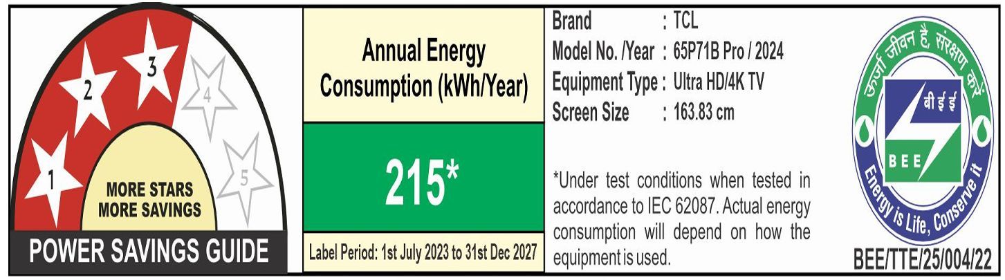 TCL P71B Pro 165.1 cm (65 inch) QLED 4K Ultra HD Google TV with AiPQ Processor