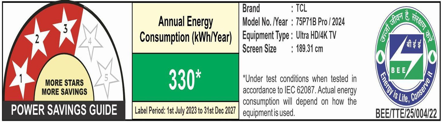 TCL P71B Pro 190.5 cm (75 inch) QLED 4K Ultra HD Smart Google TV with Dolby Vision and Dolby Atmos (2024 model)