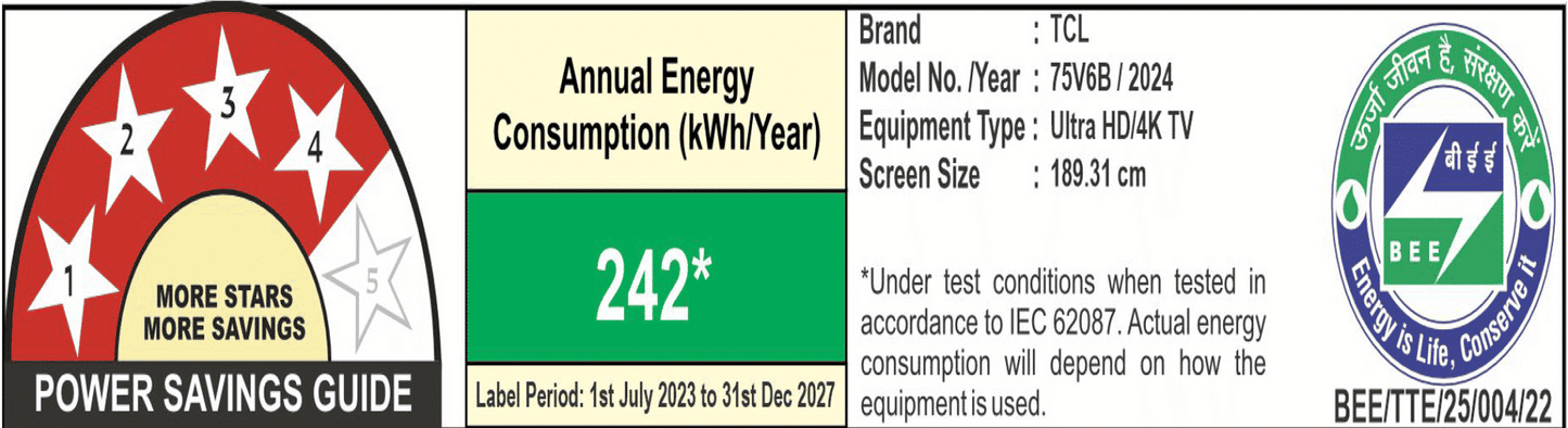 TCL V6B 190.5 cm (75 inch) 4K Ultra HD LED Smart Google TV with Dolby Audio( 2024 Model)