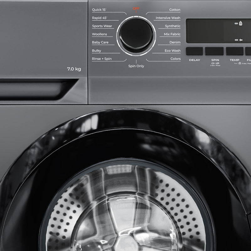 Godrej 7 kg 5 Star Fully Automatic Front Load Washing Machine (Argon, WFEON ARG 7014 FEBDT SLSR, In-built Heater, Silver Stream)