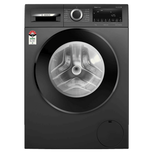 BOSCH 7 kg 5 Star Fully Automatic Front Load Washing Machine (Series 4, WGA12208IN, Anti Stain Program, Black)