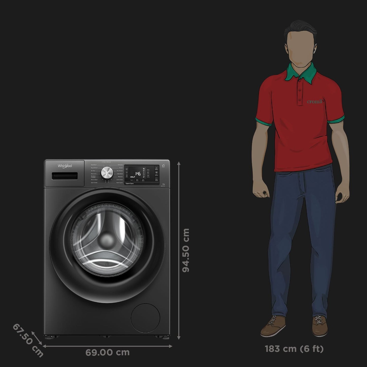 Whirlpool 9 kg 5 Star Inverter Fully Automatic Front Load Washing Machine (XPERT CARE OZONE, XO9012BYV53E, In-built Heater, Volcano Grey)