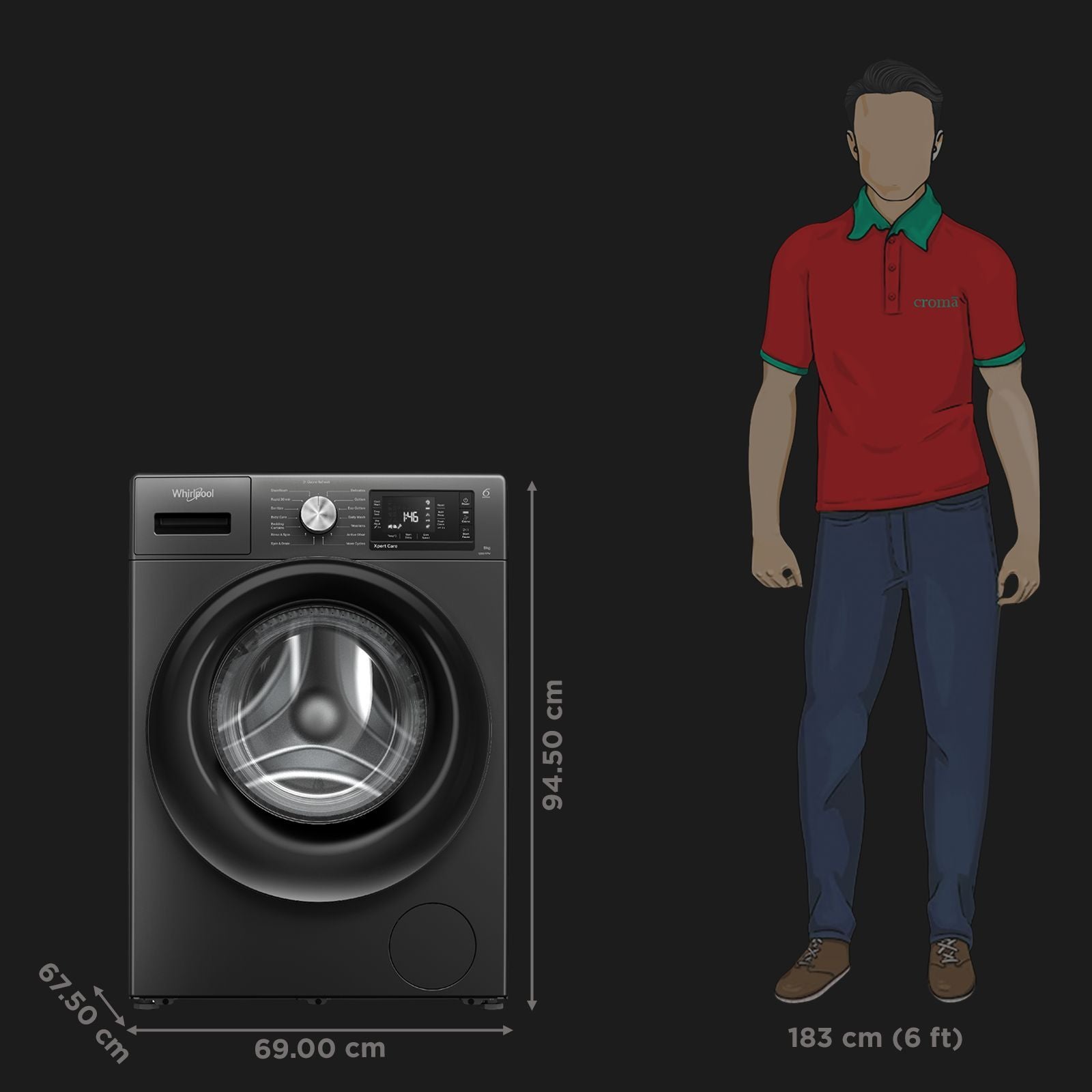 Whirlpool 9 kg 5 Star Inverter Fully Automatic Front Load Washing Machine (XPERT CARE OZONE, XO9012BYV53E, In-built Heater, Volcano Grey)