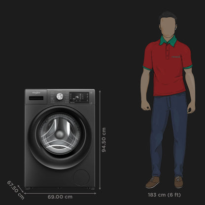 Whirlpool 9 kg 5 Star Inverter Fully Automatic Front Load Washing Machine (XPERT CARE OZONE, XO9012BYV53E, In-built Heater, Volcano Grey)