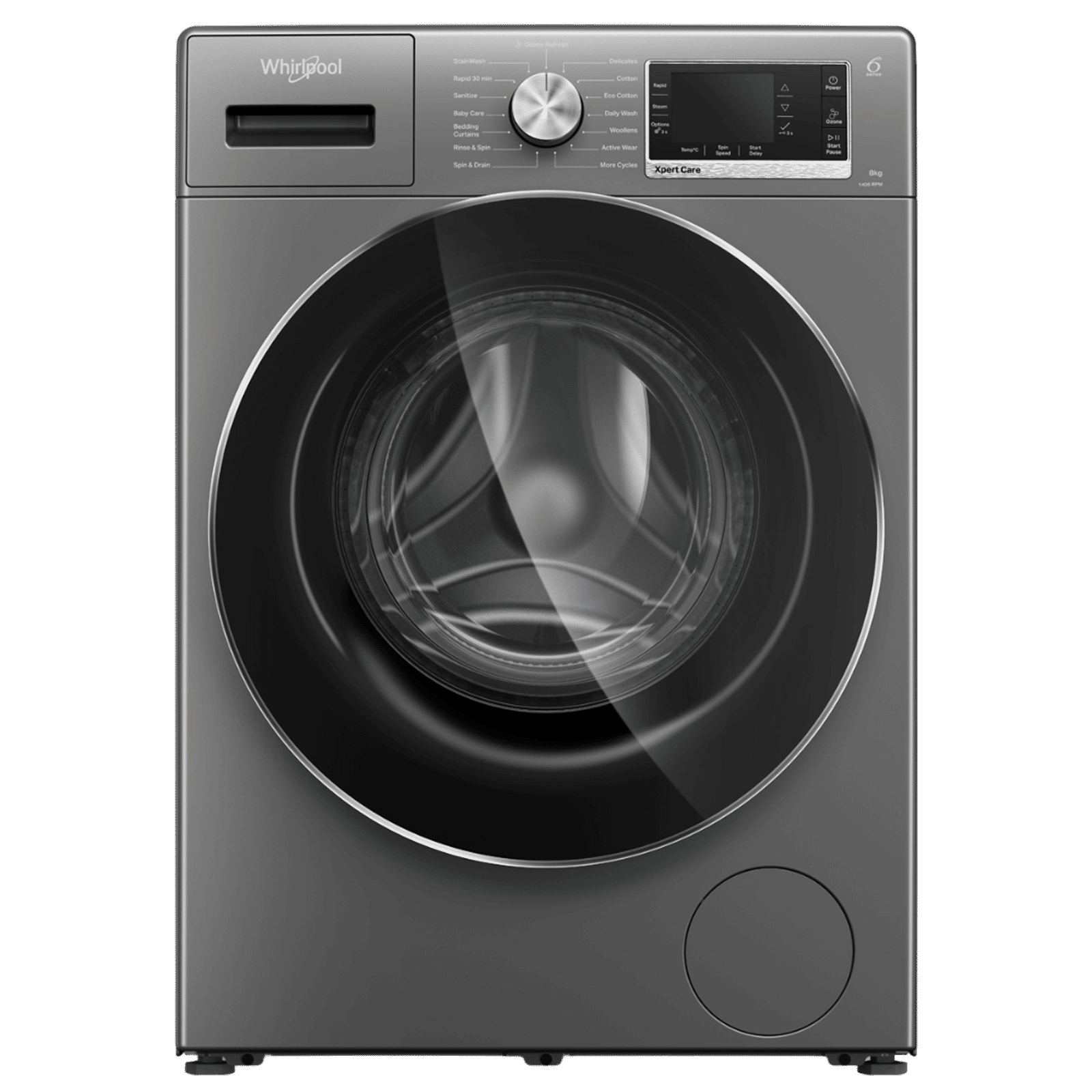 Whirlpool 8 kg 5 Star Inverter Fully Automatic Front Load Washing Machine (XPERT CARE OZONE, XO8014BYM53E, In-built Heater, Midnight Grey)