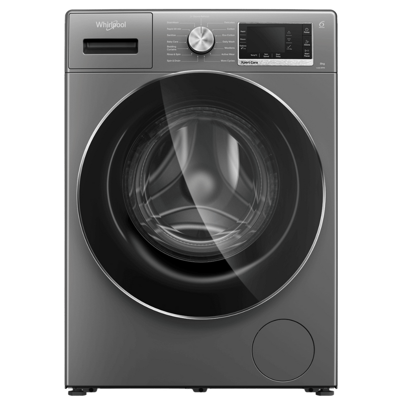 Whirlpool 8 kg 5 Star Inverter Fully Automatic Front Load Washing Machine (XPERT CARE OZONE, XO8014BYM53E, In-built Heater, Midnight Grey)