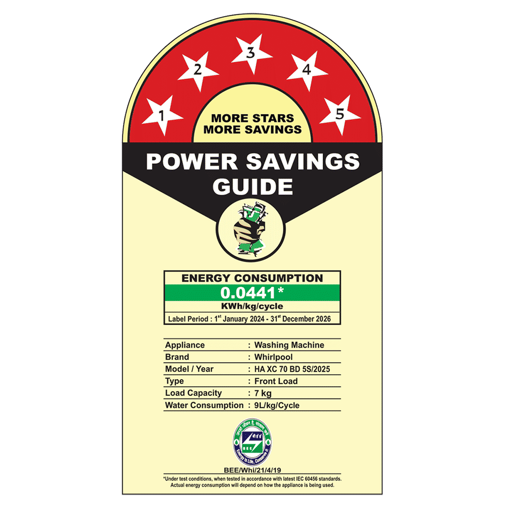 Whirlpool 7 kg 5 Star Inverter Fully Automatic Front Load Washing Machine (XPERT CARE STEAM, XS7012BYM53E, In-built Heater, Midnight Grey)