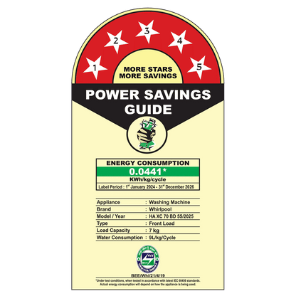 Whirlpool 7 kg 5 Star Inverter Fully Automatic Front Load Washing Machine (XPERT CARE STEAM, XS7012BYM53E, In-built Heater, Midnight Grey)