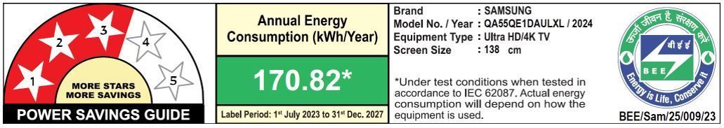SAMSUNG QE1D 139.7 cm (55 inch) QLED 4K Ultra HD Smart Tizen TV with 4K Upscaling (2024 model)